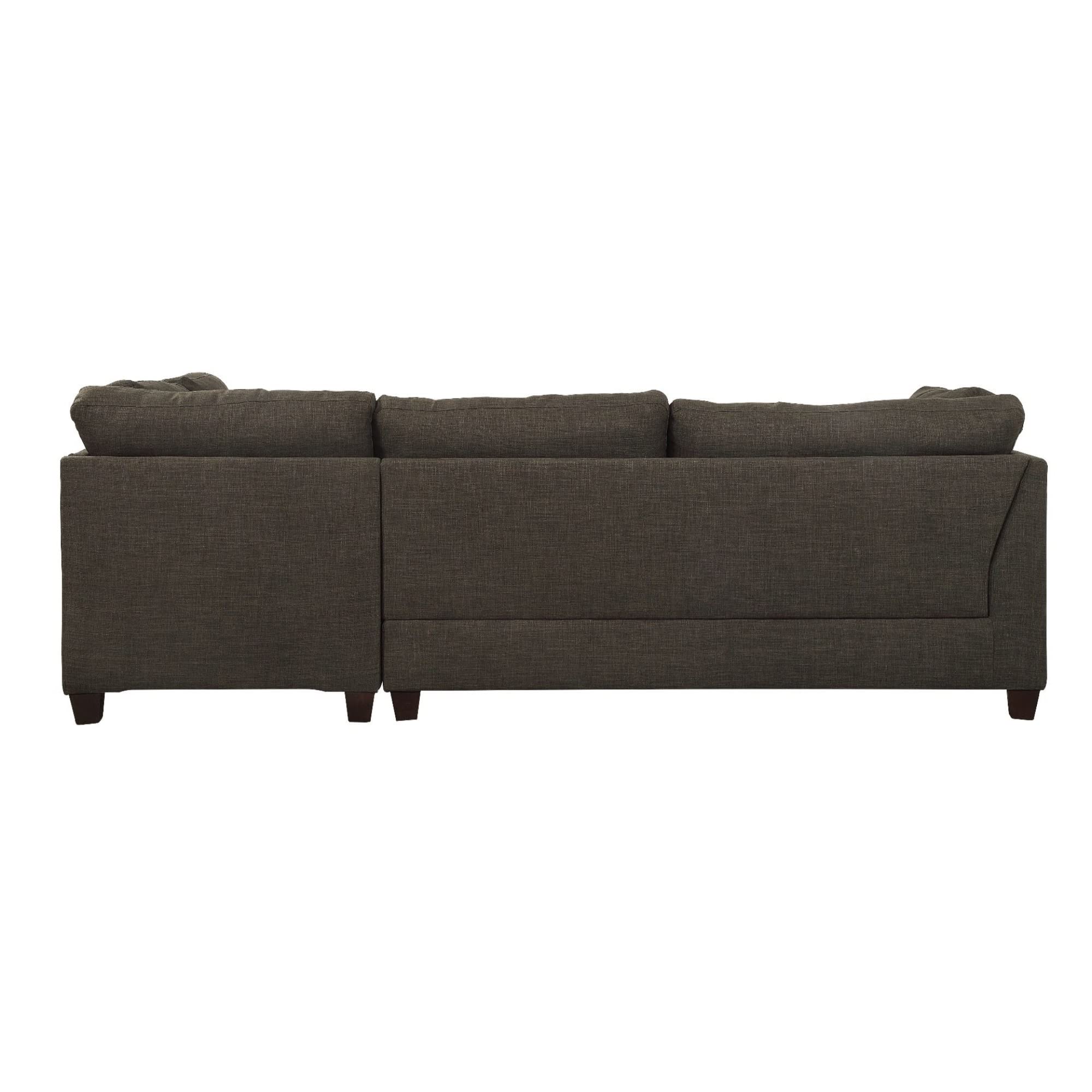 Acme Furniture Linen Upholstered Sectional Sofa with Ottoman, Charcoal