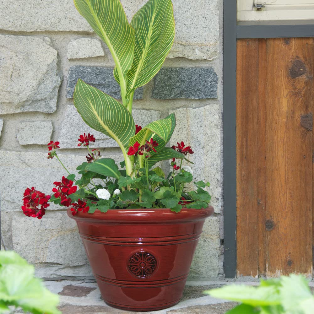 Southern Patio Hdp-012498 Modesto Planter, Oxblood, 15.25'