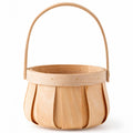 Small Round Woodchip Basket with Handle, Natural Decorative Storage