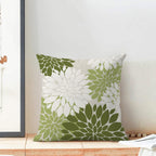 Cxmeifly Sage Green White Summer Outdoor Pillow Covers 18X18 Inch Set Of 2 Olive Green Dahlia Floral Decor Throw Pillows Modern