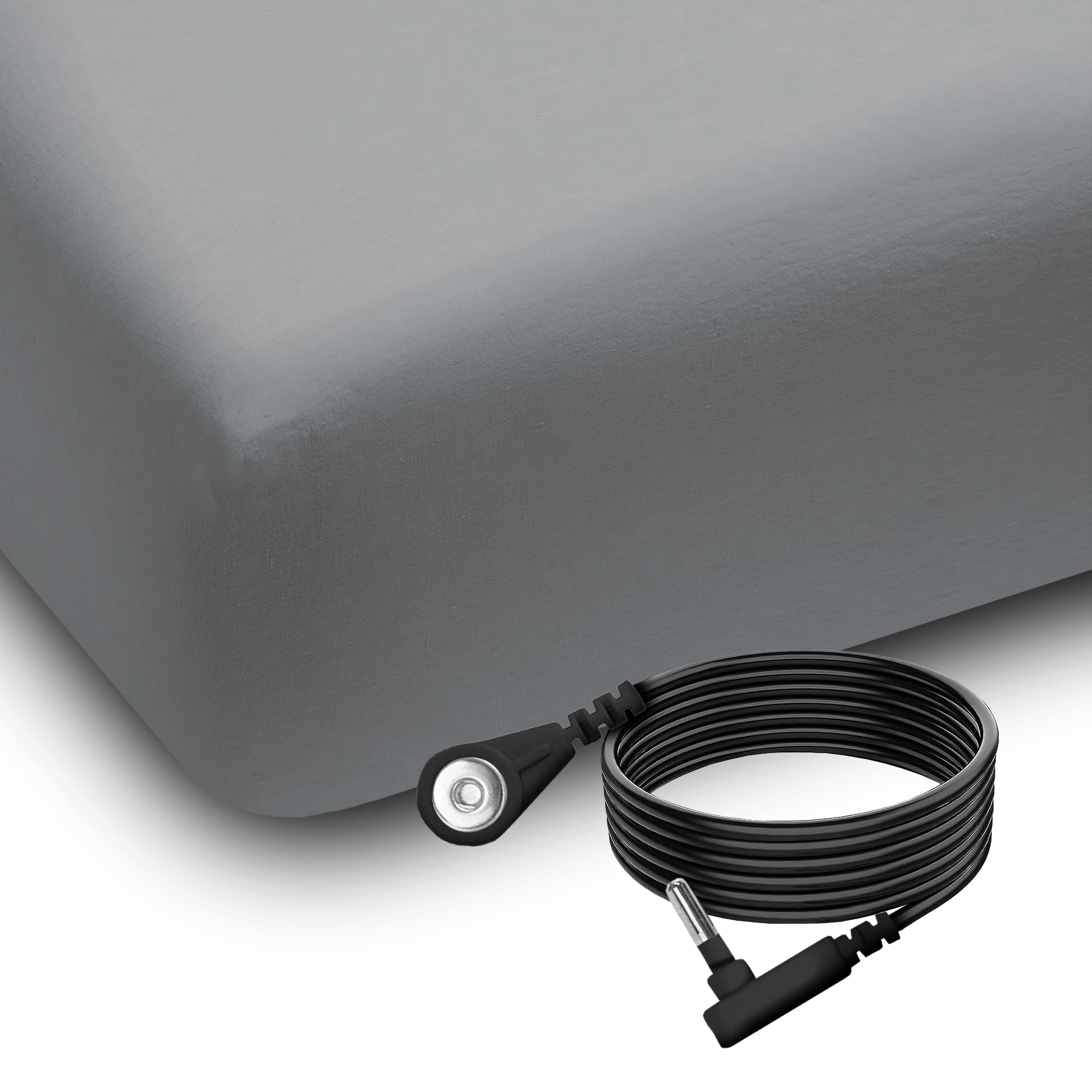 Grounding Sheet, Queen Size, 94% Organic Cotton 6% Conductive Silver, Fitted Earth Connected Sheets For Sleep, Pain Relief, Well