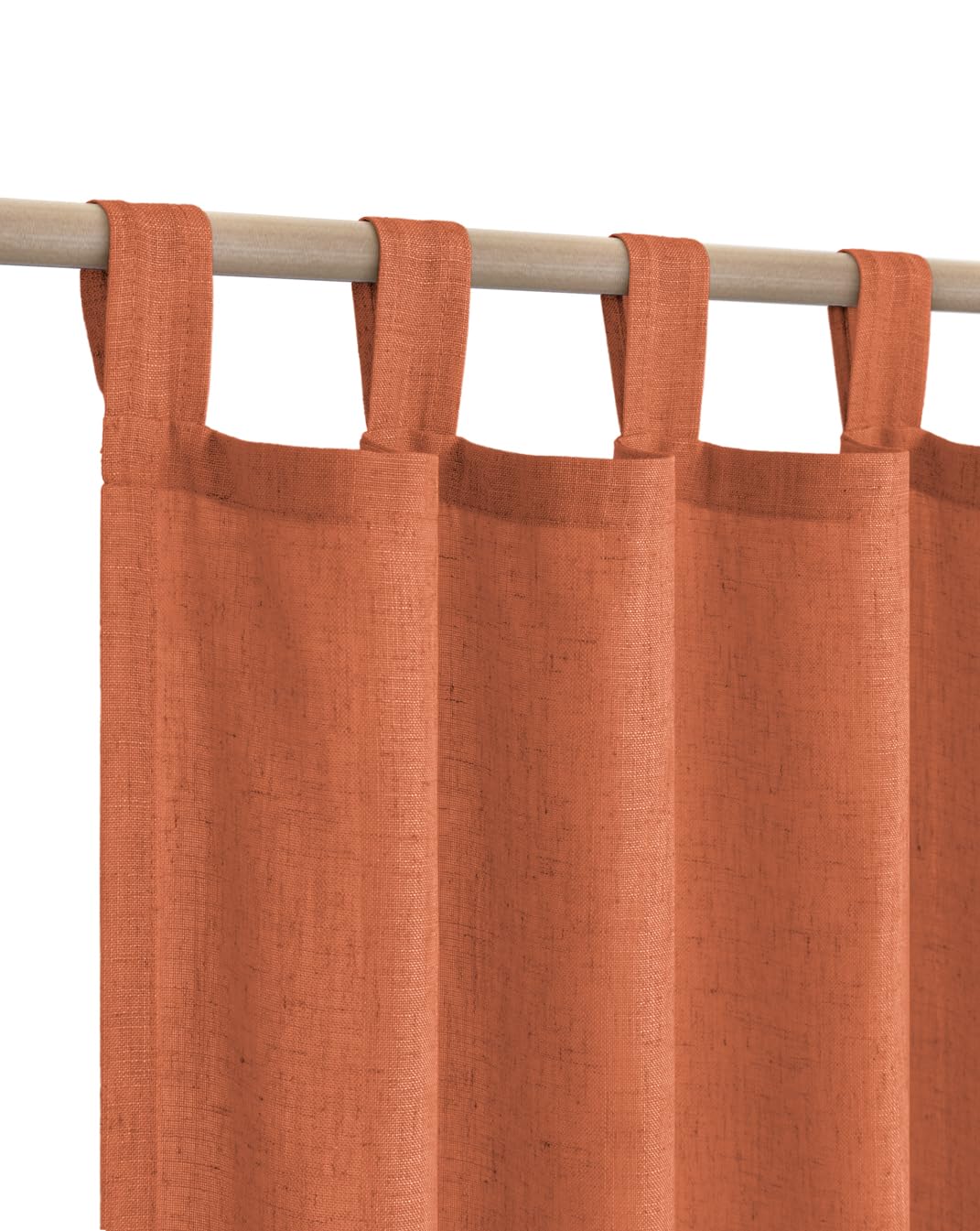 Koufall Burnt Orange Tab Top Linen Blend Curtains For Living Room 52X96 Inch Length