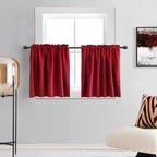 DONREN Red Blackout Curtain Tiers for Kids Room - Home Decorations Short Curtains for Small Windows (30 by 36 Inch,2 Panels)