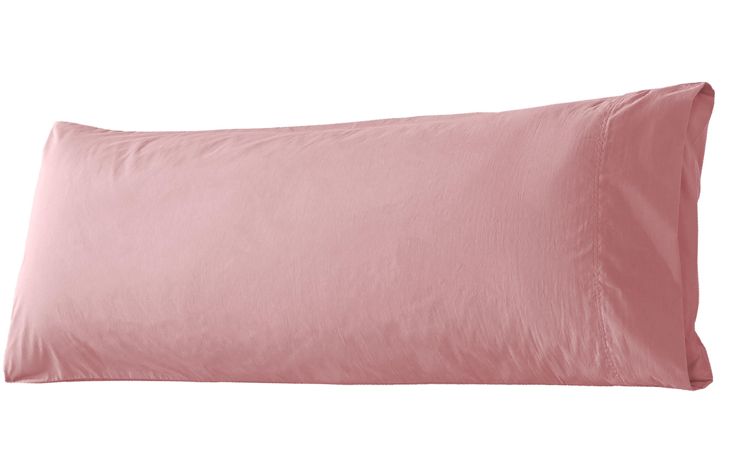 Whatsbedding Body Pillow Cover Cotton Fabric, Long Pillow Case Breathable & Skin-Friendly, Envelope Closure - Foggy Pink (21X54