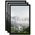 QOTIB 15x21 Picture Frame Black for Wall Mounting Set of 3, Horizontal and Vertical Formats for Wall Hanging, Wood 15x21 Frame, 