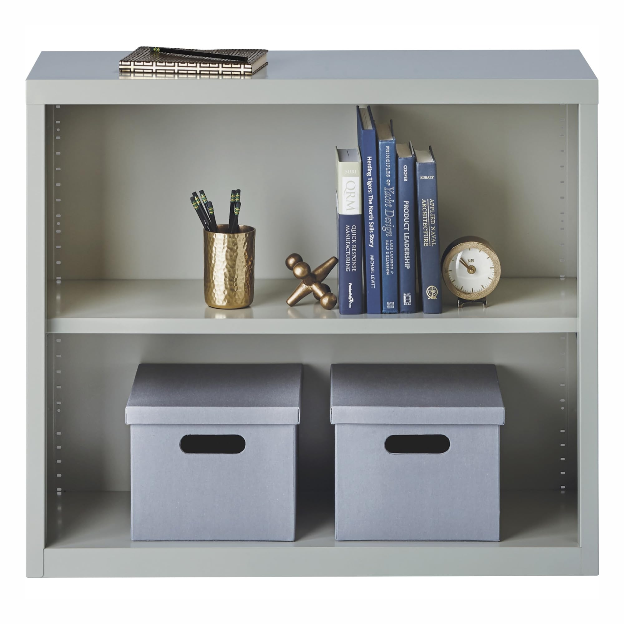 Lorell LLR41280 Fortress Series Steel Ligh Gray Book Case, 34.5&quot; x 13&quot; x 30&quot;