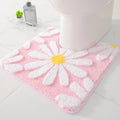 QJHOMO Toilet Rugs U Shaped, Pink Toilet Mat Cute Daisy Contour Bath Rug 20''x20'', Extra Thick Soft Machine Washable Toilet Car