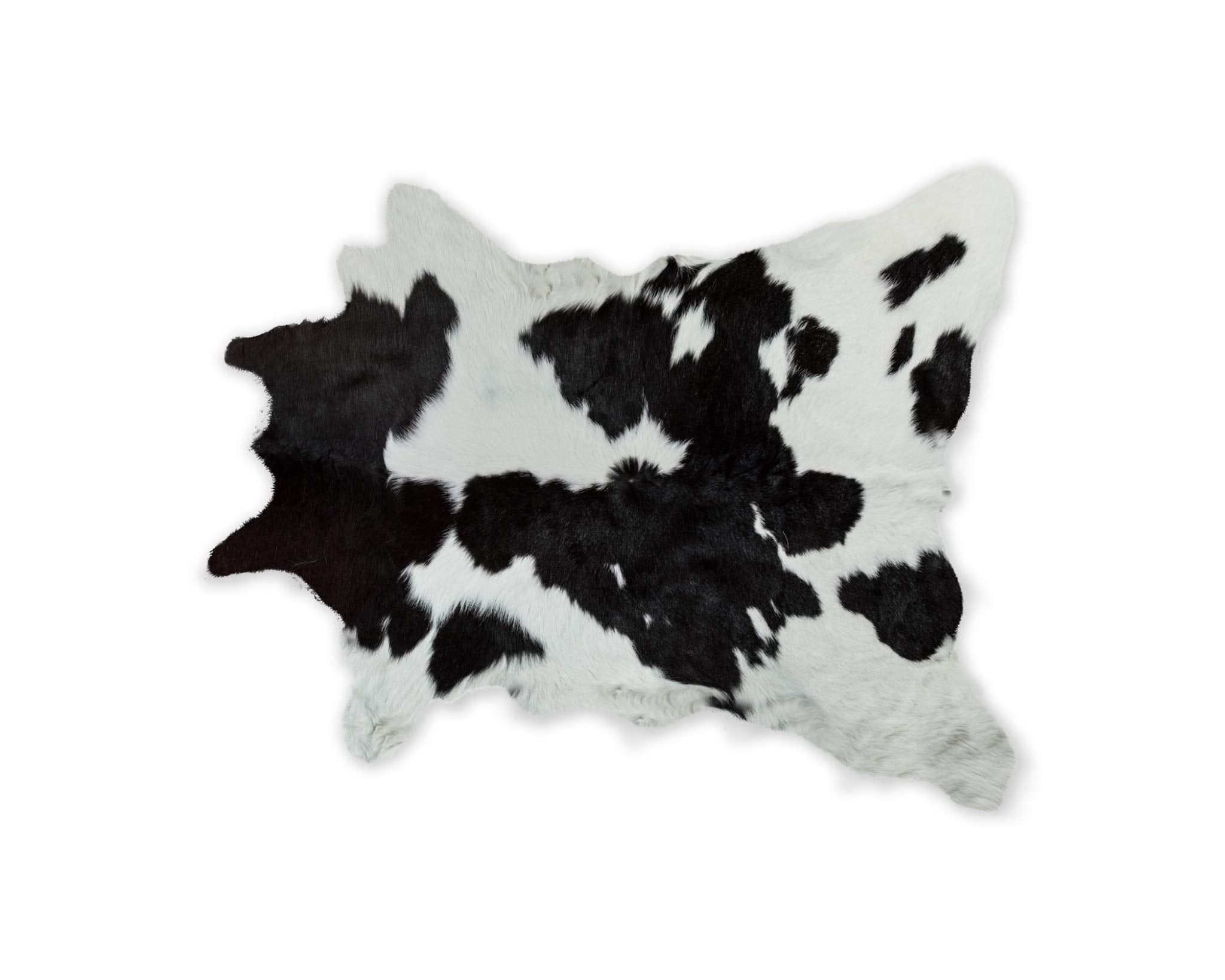 HomeRoots Kitchen 24 x 36 Loom Knotted Black and White Calfskin Area Rug