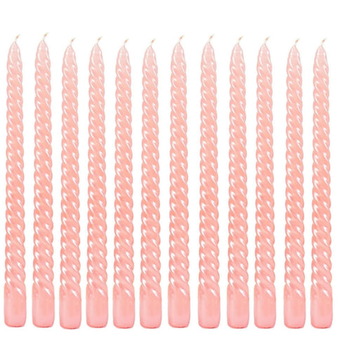 10 Inch Pink Taper Candle, Set of 12,Tapered Candle Burn for 8 Hours, Long Candle Sticks,Tall Candlesticks, Taper Spiral Candles