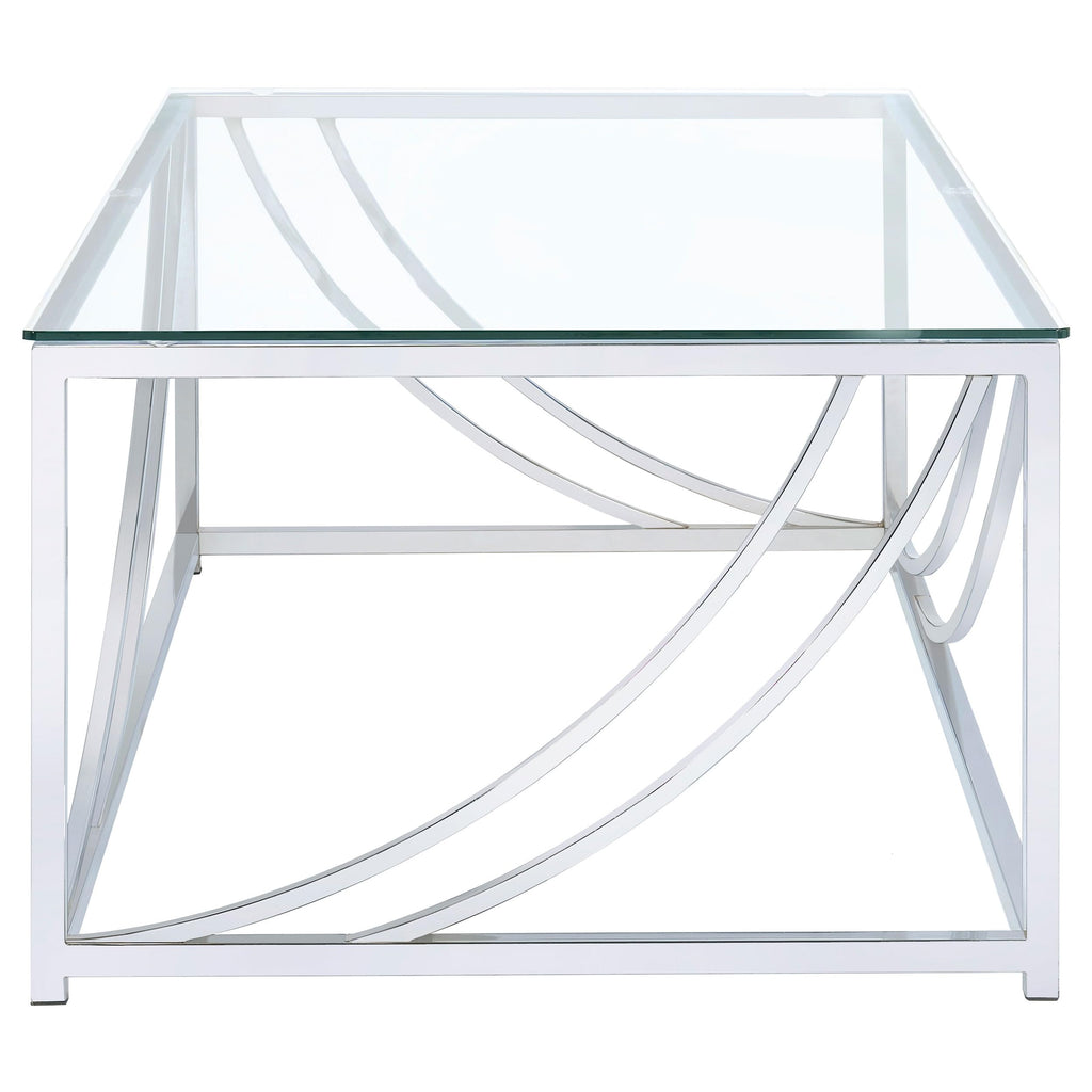 Coaster Home Furnishings Lille Glass Top Rectangular Coffee Table Accents Chrome