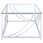 Coaster Home Furnishings Lille Glass Top Rectangular Coffee Table Accents Chrome