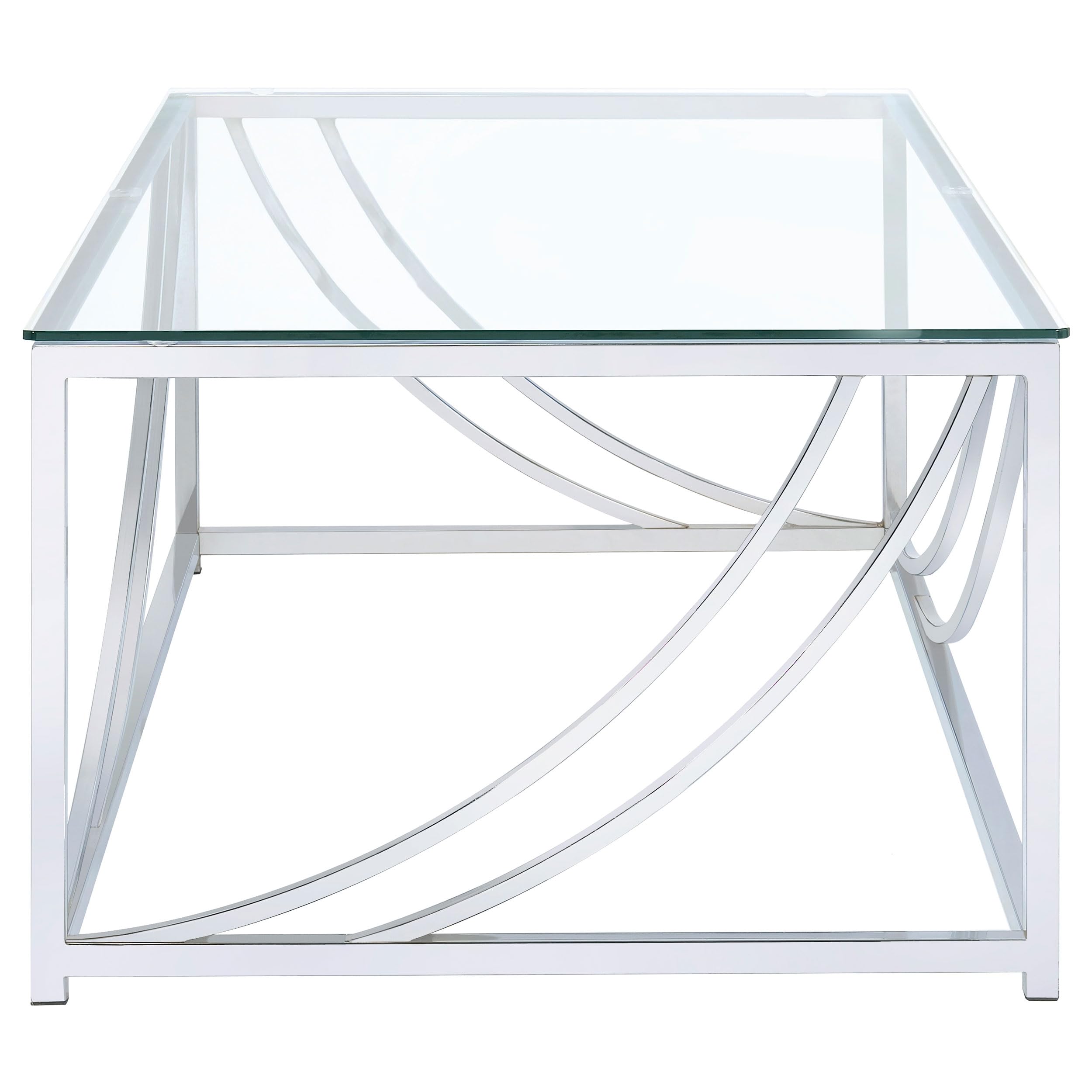 Coaster Home Furnishings Lille Glass Top Rectangular Coffee Table Accents Chrome