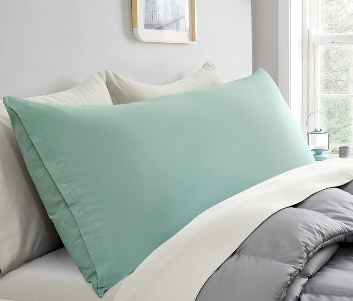 Entisn 2Pcs Body Pillowcases Cover, 1800 Thread Count Brushed Microfiber Body Pillow Case Set Soft And Cozy With Hidden Zipper -
