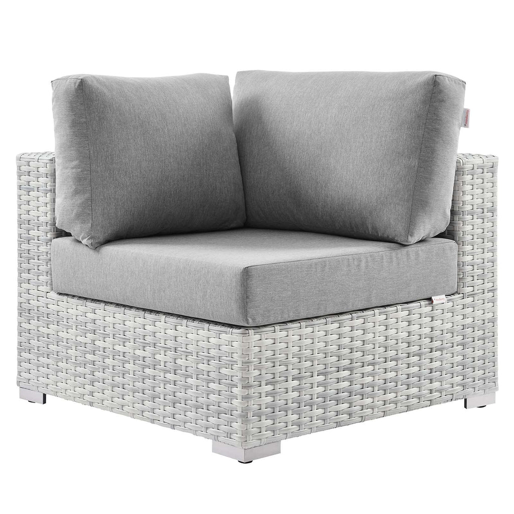 Modway Convene Wicker Rattan Outdoor Patio Corner Chair in Light Gray Gray