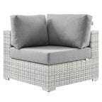 Modway Convene Wicker Rattan Outdoor Patio Corner Chair in Light Gray Gray