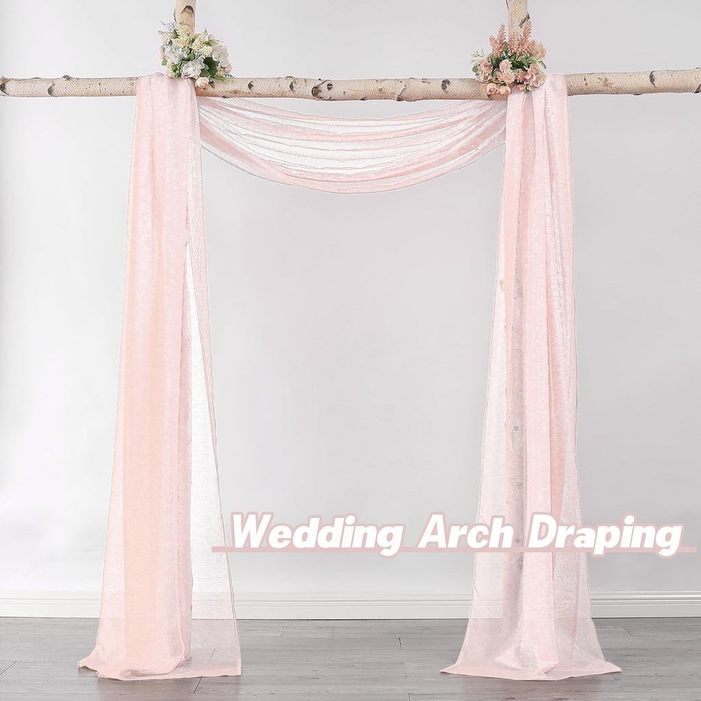 Donren Peach Pink Sheer Window Scarf For Girls Party - Luxury Soft Semi Sheer Scarf For Wedding (1 Panel,52 Inch By 216 Inch Len