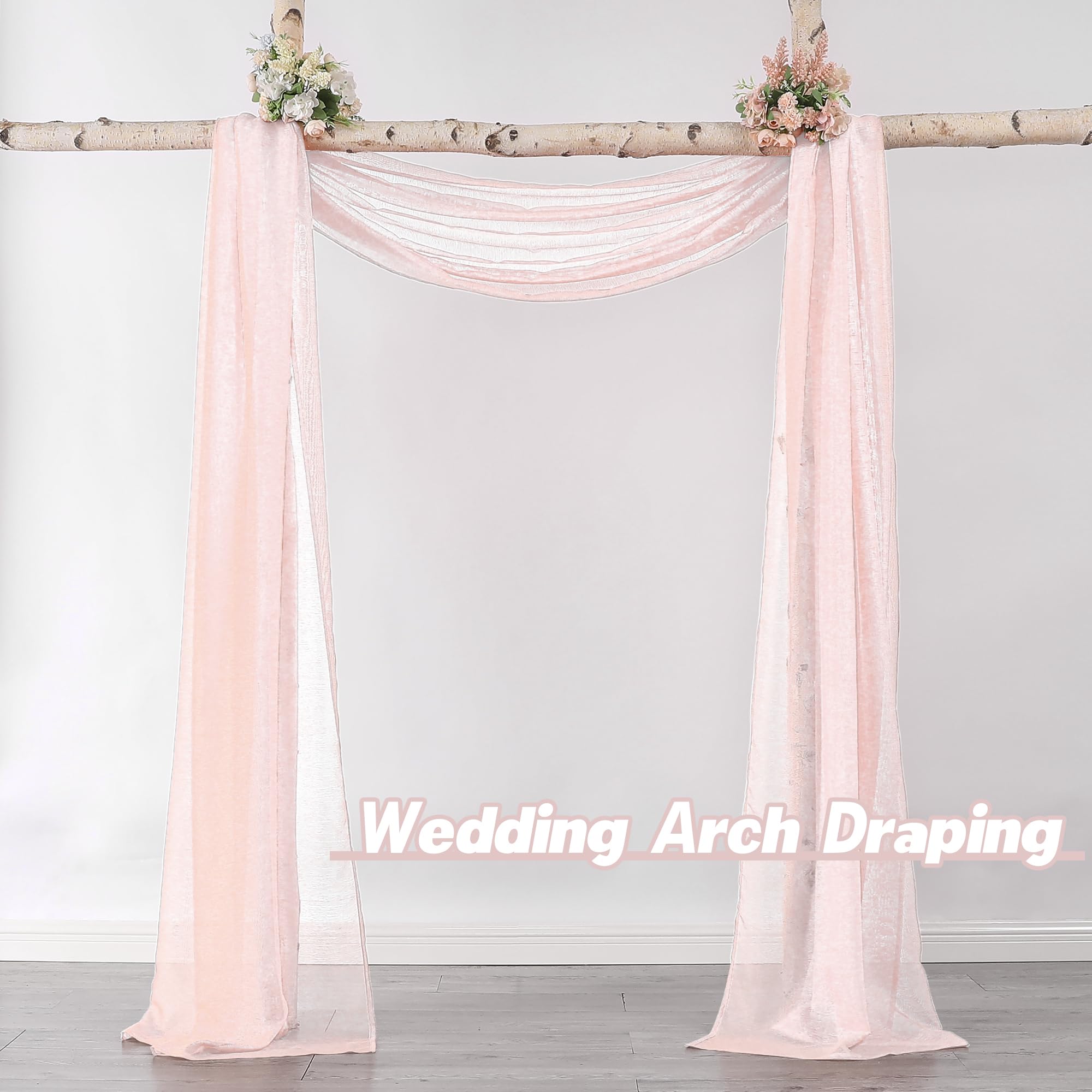 Donren Peach Pink Sheer Window Scarf For Girls Party - Luxury Soft Semi Sheer Scarf For Wedding (1 Panel,52 Inch By 216 Inch Len