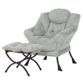 Welnow Lazy Chair With Ottoman, Modern Lounge Accent Chair With Armrests And A Side Pocket, Leisure Sofa Chair, Reading Chair With Footrest For Small Space, Corner Chair, Plush Green