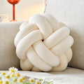 Vbgya Knot Ball Pillow, Round Decorative Throw Pillows Cushion, 11 Inch Beige Soft Plush Knotted Pillows Pillow, Modern Home Thr