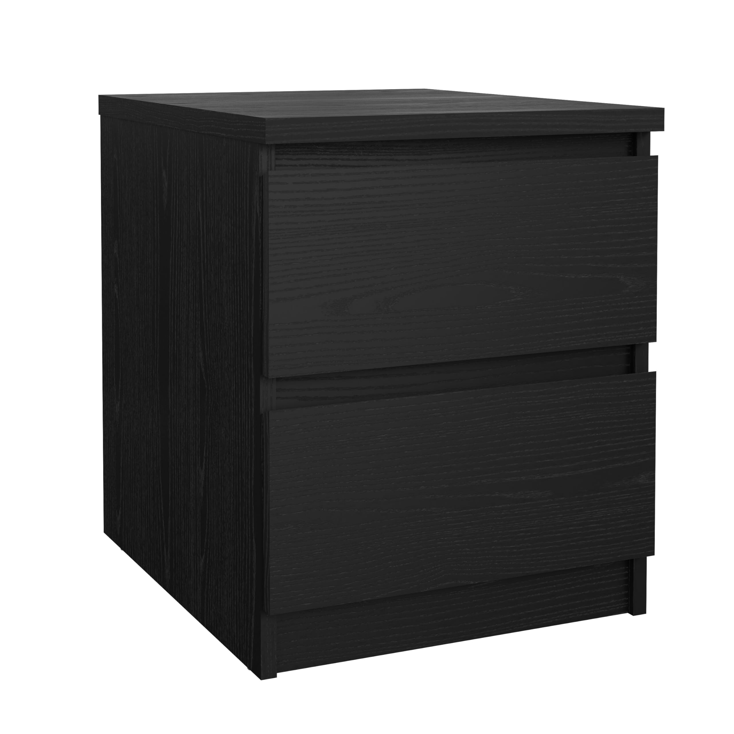 Scottsdale 2 Drawer Bedroom Nightstand, Black Woodgrain