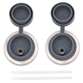 2 Pack Leak Proof Pop-Up Sippy Straw Lids For Regular Mouth Mason Jars (Charcoal Gray)