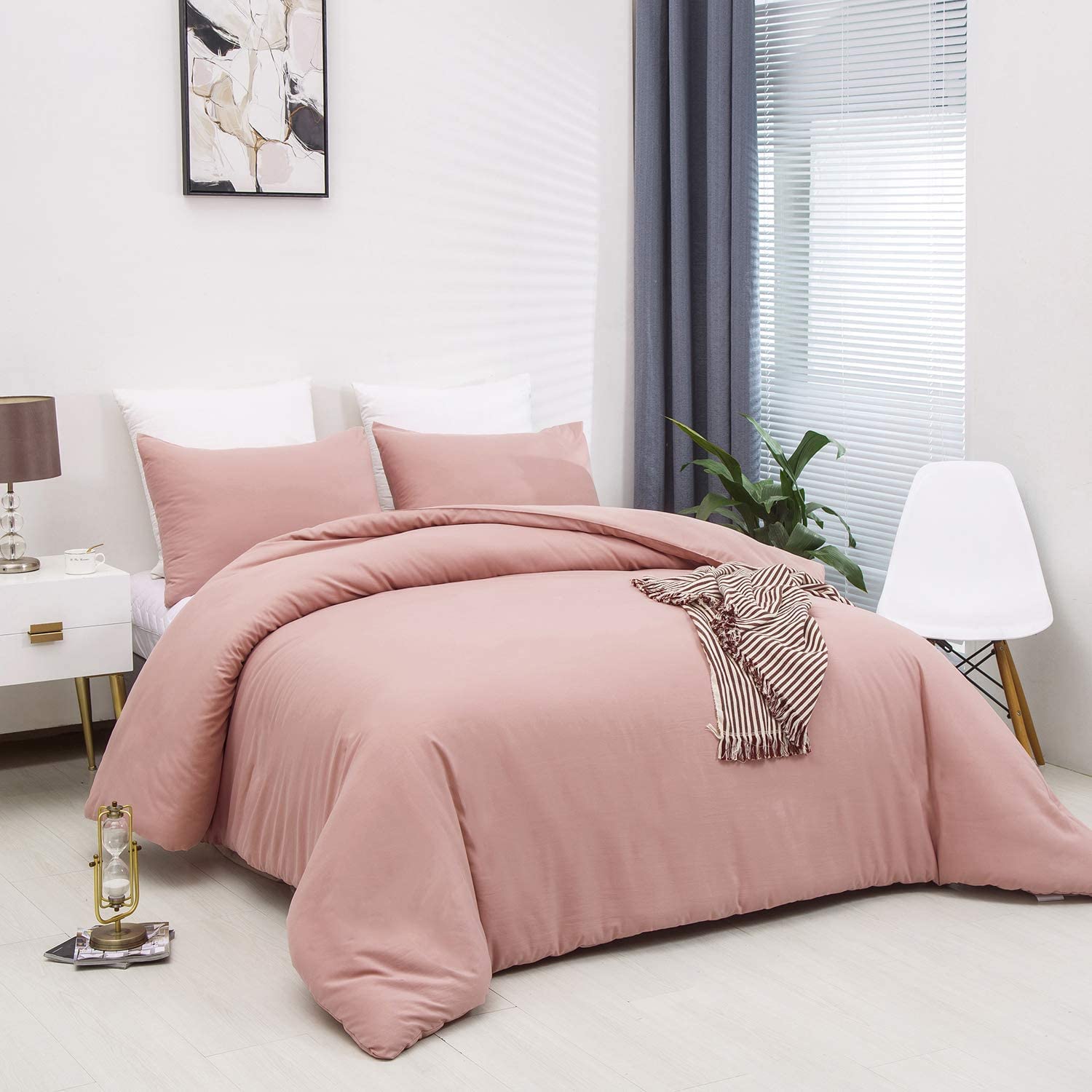 Houseri Pink Comforter Set Twin For Girls Light Pink Bedding Comforter Twin Size Blush Pink Comforter Sets Toddlers Rose Pink Be