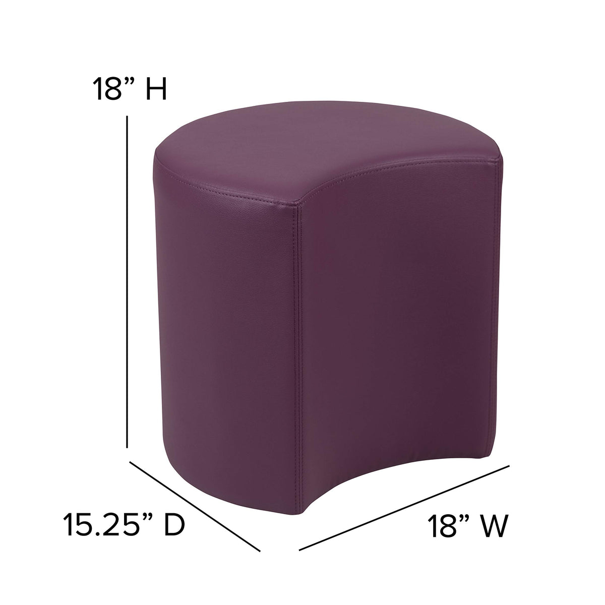 Flash Furniture Nicholas Soft Seating Flexible Moon for Classrooms and Common Spaces - 18&quot; Seat Height (Purple)