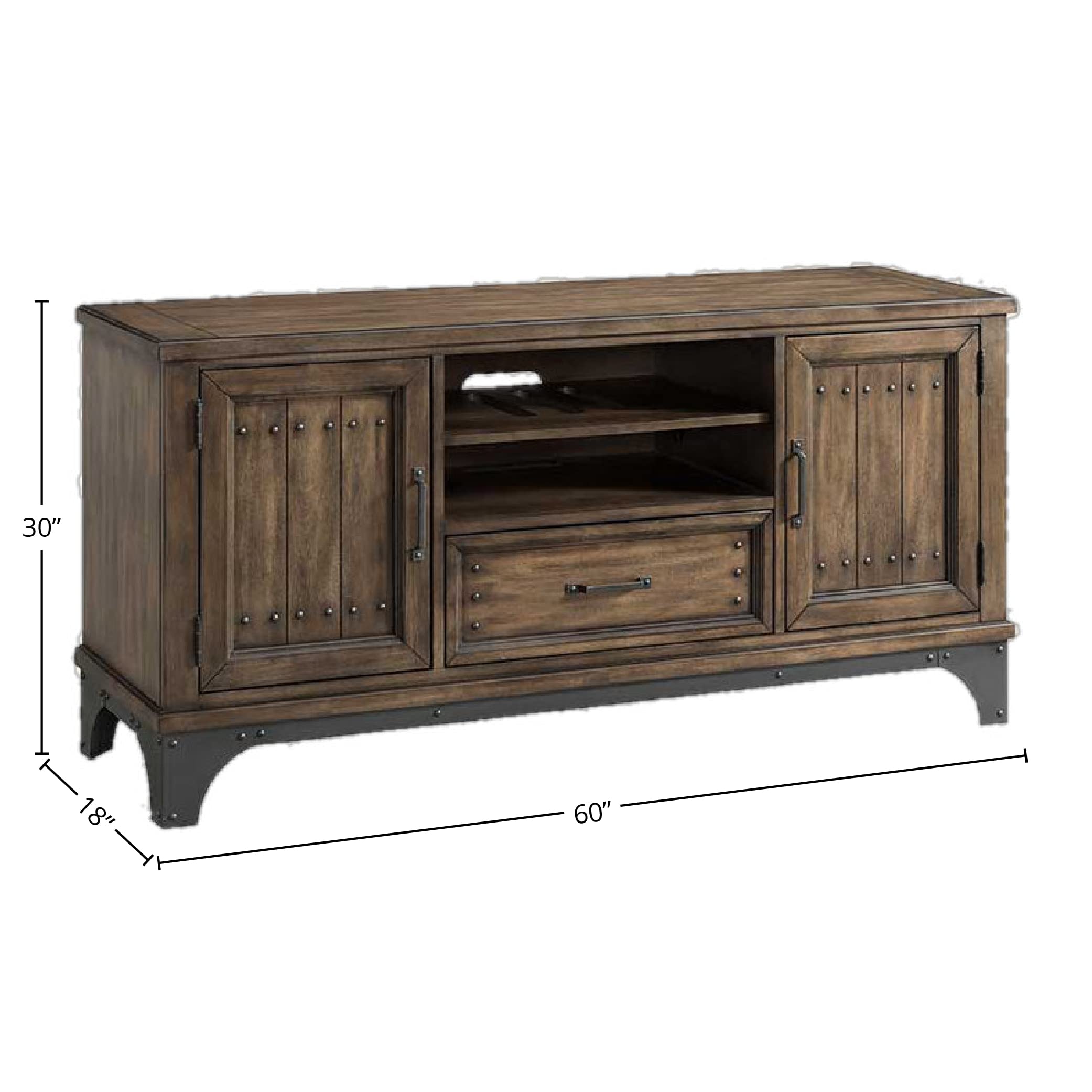 Intercon Whiskey River Console with 2 Shelves, Drawer, and 2 Cabinets, Gun Powder Gray, 60&quot; Width TV Stands