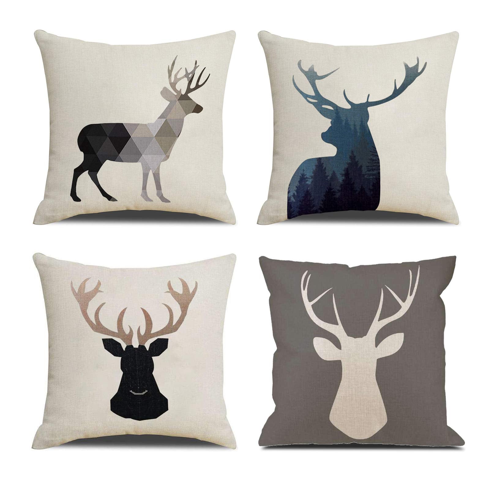 Nydecor Deer Throw Pillow Covers Deer Pillow Cases Decorative Animal Pillowcase Cotton Linen Cushion Cover For Couch Bed Sofa 18