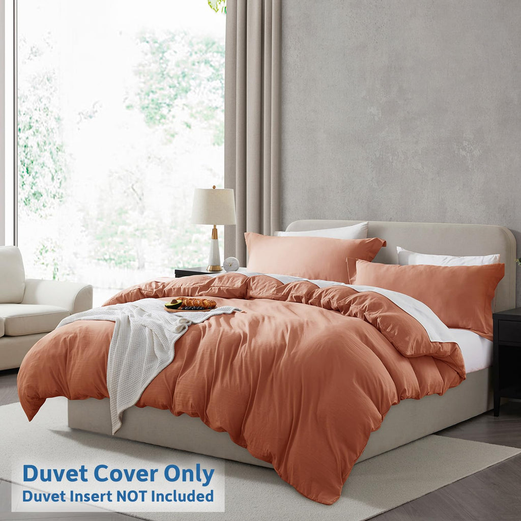 Nestl Twin Duvet Cover Set - Soft Prewashed Rust Duvet Cover Twin/Twin Xl, 2 Piece, With Zipper Closure, 1 Duvet Cover 68X90 Inches And 1 Pillow Sham - No Comforter