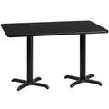 Flash Furniture Stiles 30'' x 60'' Rectangular Black Laminate Table Top with 22'' x 22'' Table Height Bases