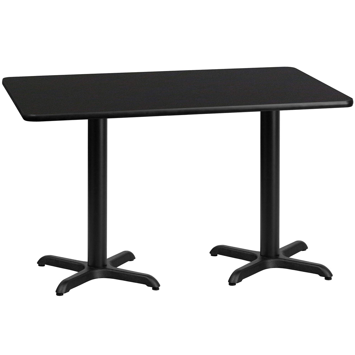 Flash Furniture Stiles 30'' x 60'' Rectangular Black Laminate Table Top with 22'' x 22'' Table Height Bases