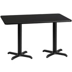 Flash Furniture Stiles 30'' x 60'' Rectangular Black Laminate Table Top with 22'' x 22'' Table Height Bases