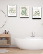 Sage Matisse Wall Art,Abstract Green Framed Wall Art Set Of 3,Minimalist Botanical Wall Art Decor,Truly Quality Canvas Prints Fo