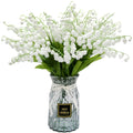 Hananona 12 Pcs Artificial Lily of The Valley Faux White Bell Flowers Wind Chime Orchid Wedding Bouquet, May Flower for Home Gar