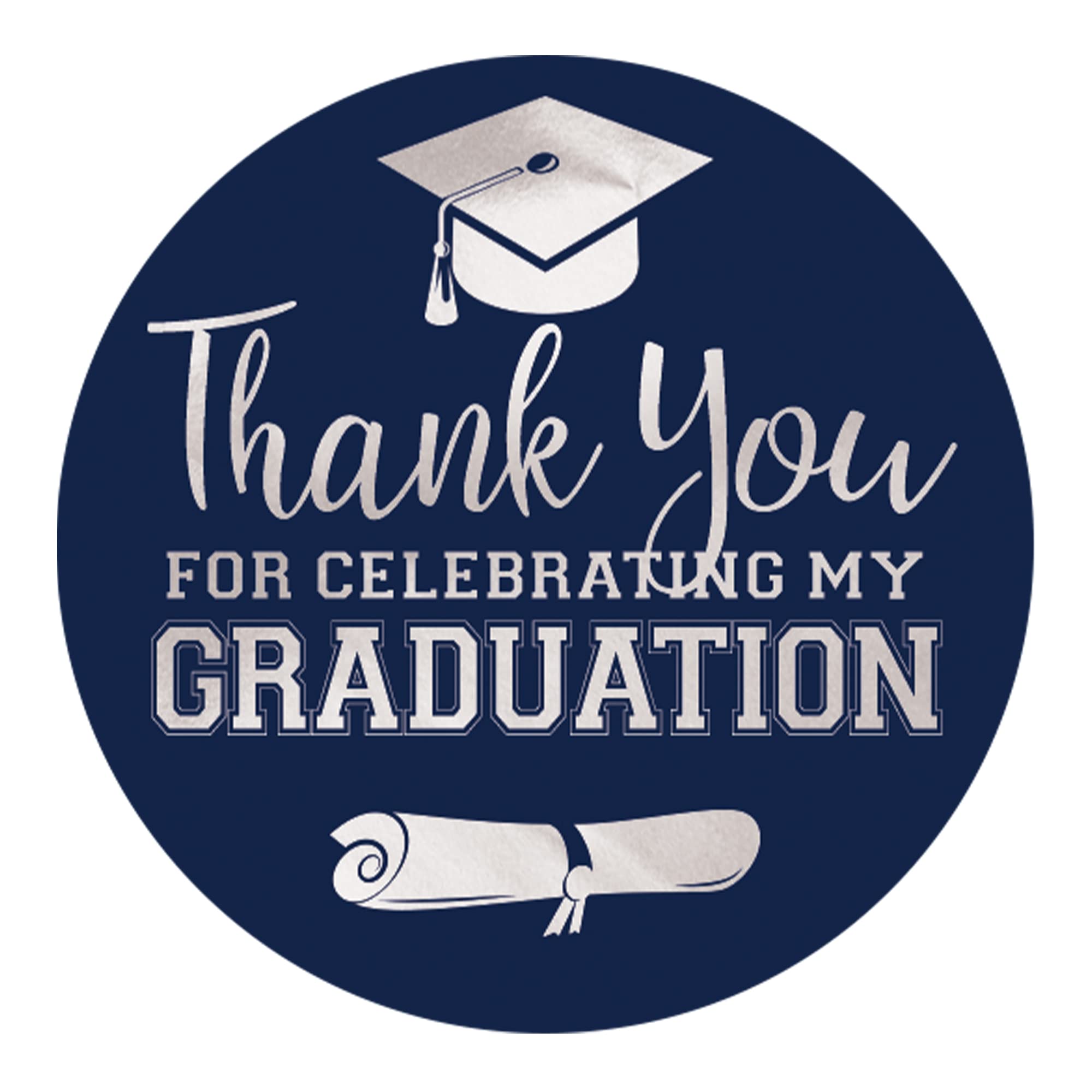 Blue And Silver Graduation Thank You Favor Labels, Graduation Thank You Stickers 2025, 40 Count