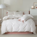 Floral Duvet Cover Queen Size Cotton Boho Fresh Garden Floral Coquette Comforter Cover With 2 Bowknot Bow Tie Pillowcases,3 Piec