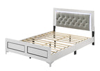 Acme Casilda Faux Leather Tufted Eastern King Bed with LED in Gray and White