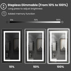 Amorho 48''X 32'' Black Led Mirror For Bathroom, Front Light And Backlit Framed Mirror, Stepless Dimmable, Anti-Fog, Shatter-Pro