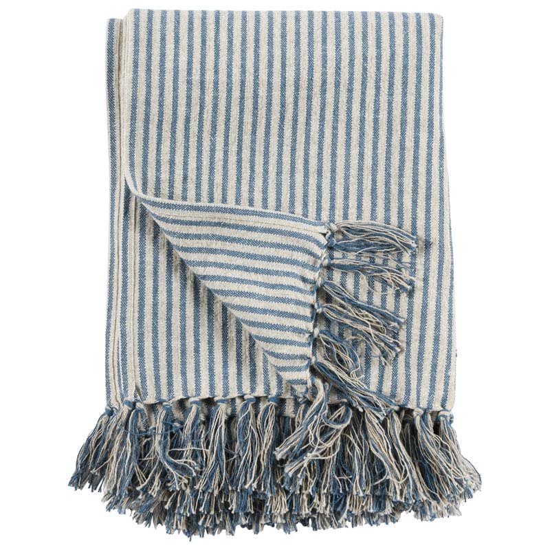 Kosas Home Benny 50X70 Cotton And Linen Throw Blanket In Blue/Natural