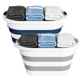 OOAMBB 43L Collapsible Laundry Baskets Plastic (Blue+Grey, 2 Packs)