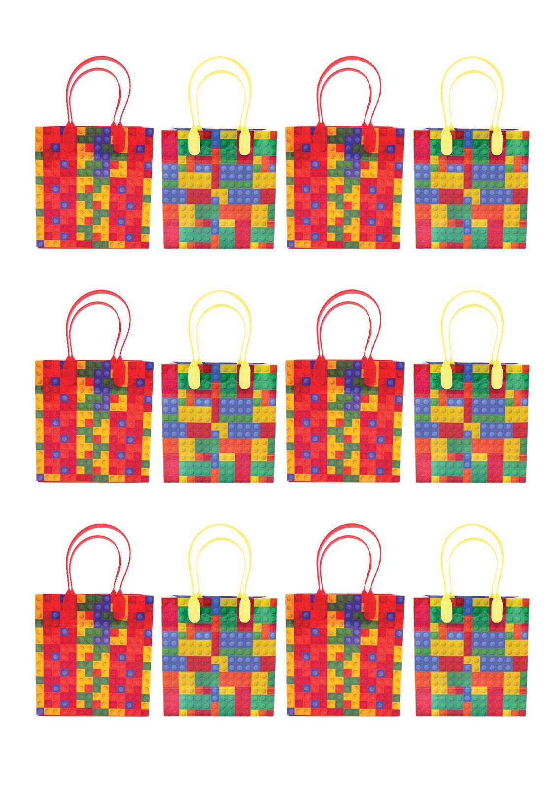 Tiny Mills Building Blocks Brick Party Favor Bags Treat Bags With Handles Birthday Party Goody Bags Candy Bags Pack Of 12