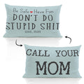 ZJSYXXU Call Your Mom Lumbar Blue 12 x 20 Pillow Cover - Funny Throw Pillows for Couch, College Dorm Room Decor, Son Daughter Gr