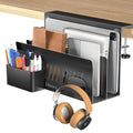 Side Storage Organizer, 2 Tier Under Desk Laptop Holder Clamp On Shelf, No Drill Mount With Magnetic Pen Holder, Hanging Organiz