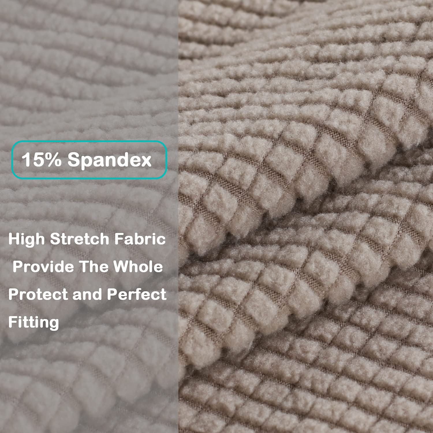 Turquoize Stretch Sofa Slipcover Chair Slipcover 1 Piece Chair Covers For Living Room Armchair Covers Slipcovers With Jacquard Fabric And Elastic Bottom Pet Furniture Protector (Armchair, Khaki)