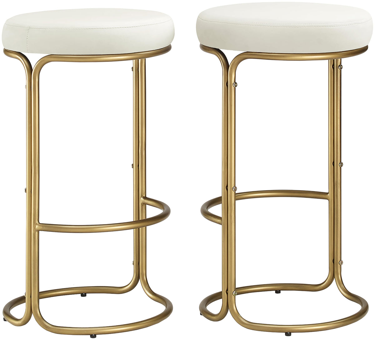 Crosley Furniture Carson Upholstered Counter Height Bar Stools Set of 2, Kitchen and Dining Stool, Glam, Creme/Gold