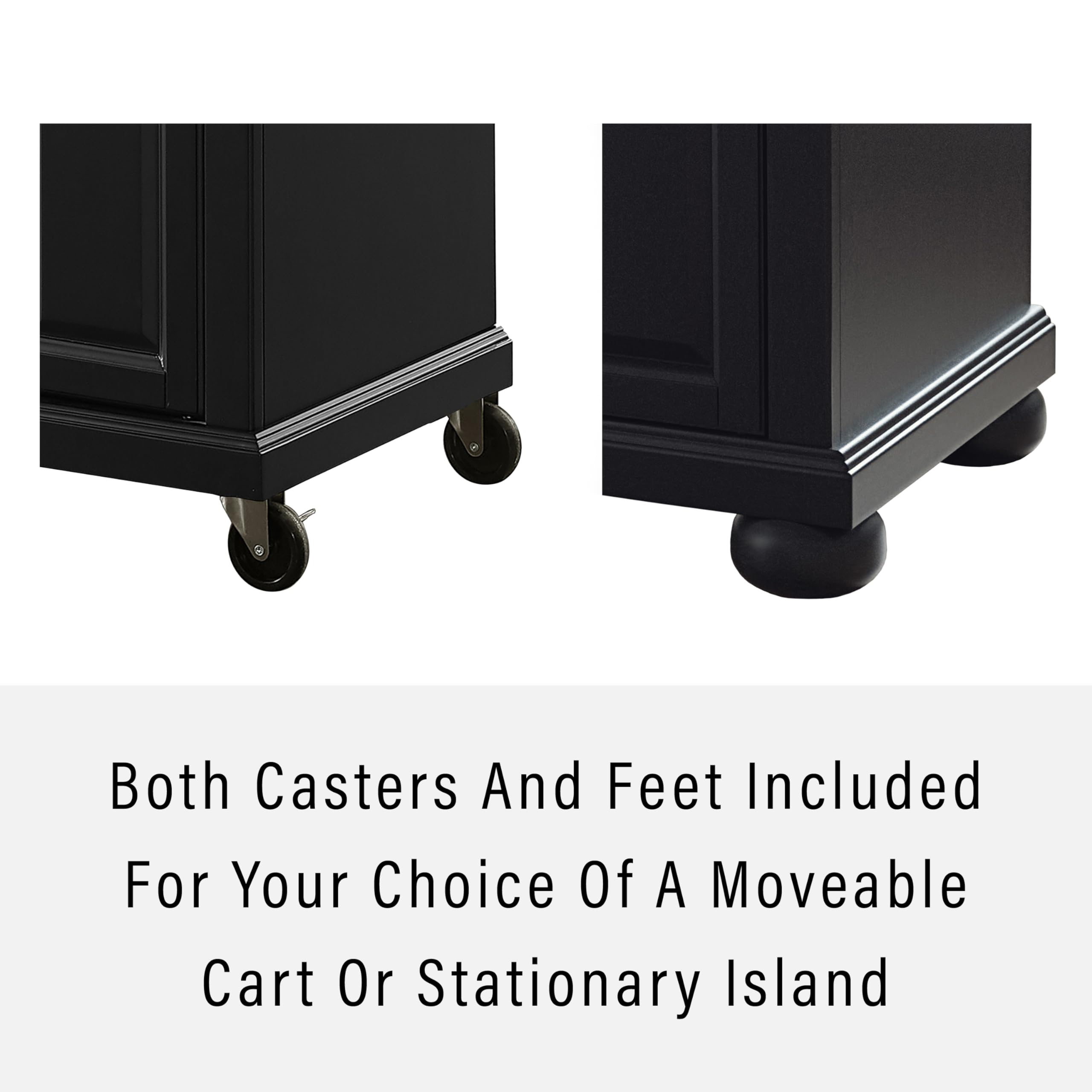 Crosley Furniture Alexandria Stone Top Rolling Kitchen Island Storage Cart, Microwave Stand, Spice Rack, Black