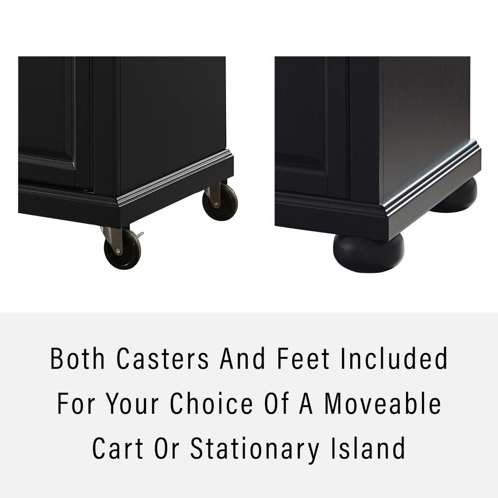 Crosley Furniture Alexandria Granite Top Small Portable Rolling Kitchen Island Storage Cart, Microwave Stand, Mahogany