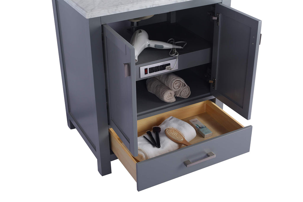 Laviva Wilson 30 - Grey Cabinet Matte White Viva Stone Solid Surface Countertop