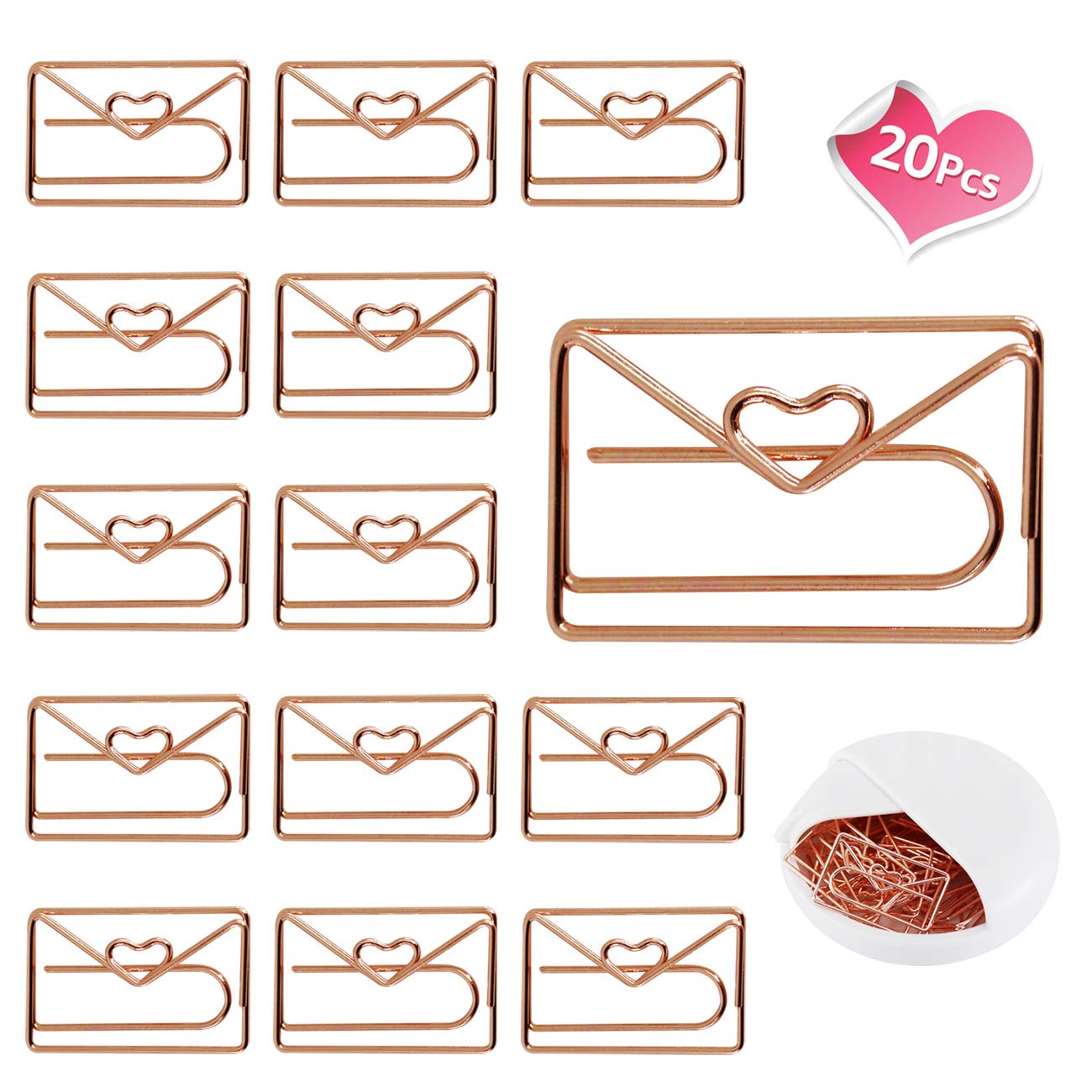 Envelope Shape Paper Clips, Cute Small Paperclips -Funny Metal Bookmark File Note Clips Mini Page Marker For Office School Weddi